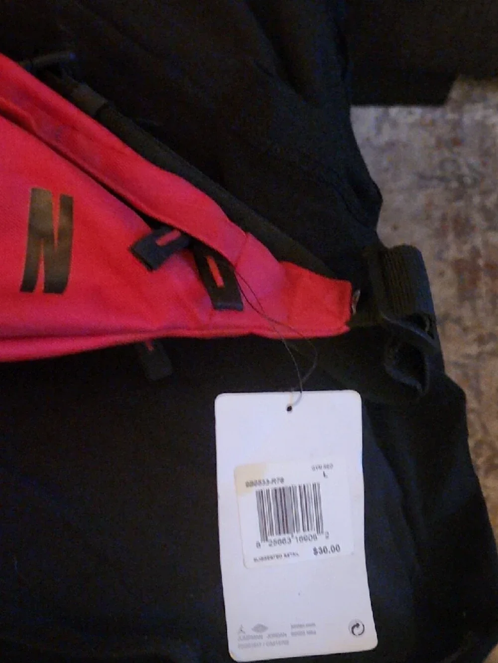Jordan red waist pack with white Jumpman